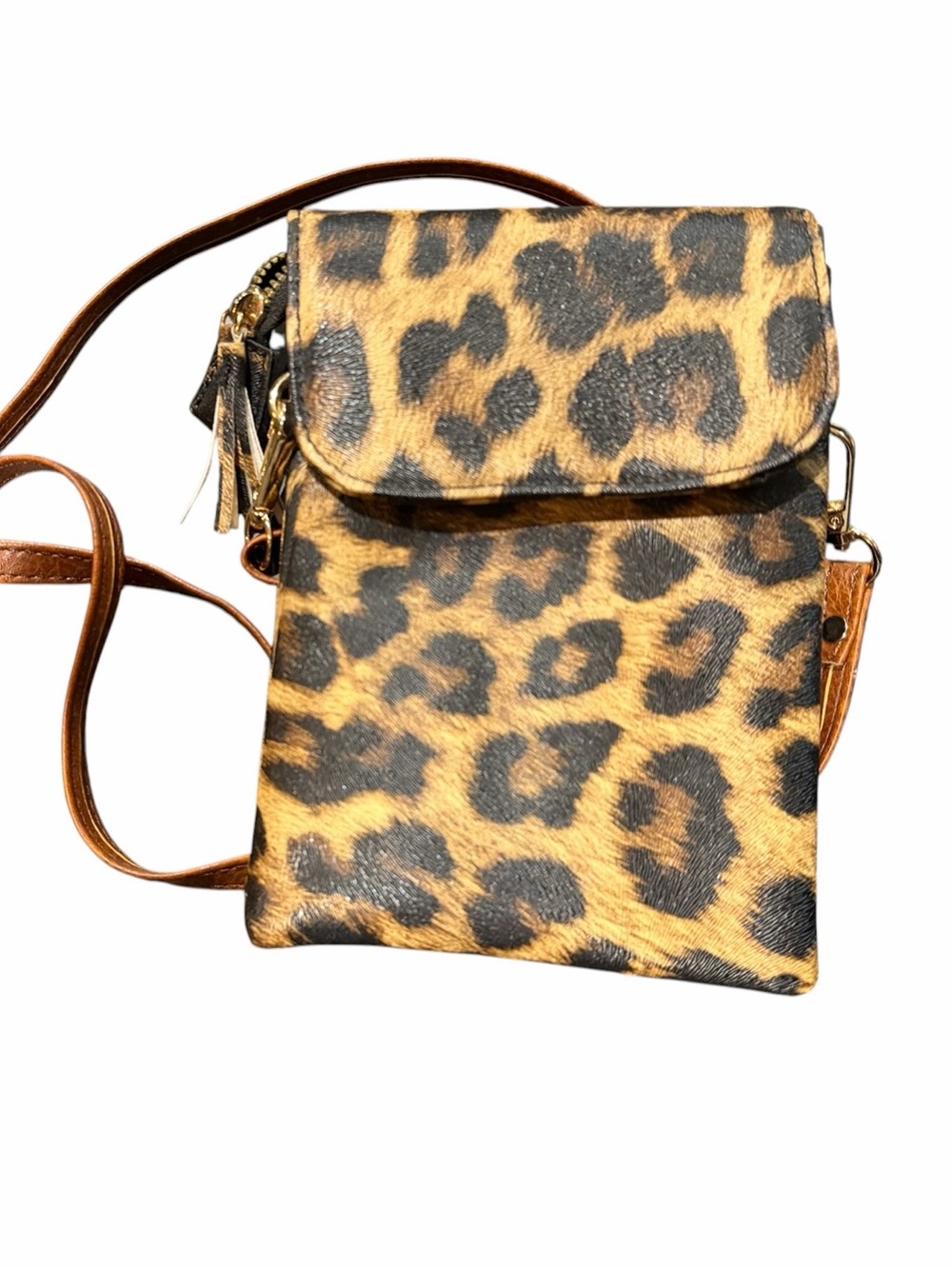 Leopard Print Crossbody Bag - Brown